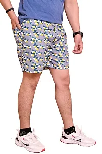 Zillion Men Cotton Printed Comfortable Regular Shorts (Grey)-thumb3