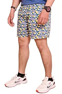 Zillion Men Cotton Printed Comfortable Regular Shorts (Grey)-thumb2