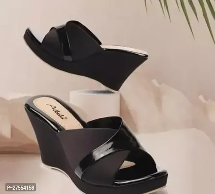 Stylish Black PU Heels For Women-thumb0