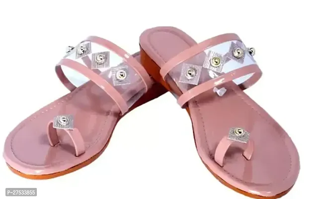 Elegant Synthetic Leather Self Design Sandals For Women And Girls-thumb0