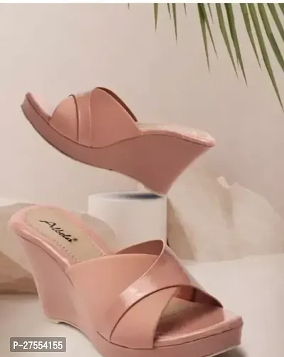 Stylish Peach PU Heels For Women-thumb0