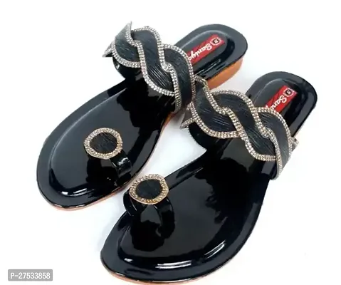 Elegant Synthetic Leather Embellished Sandals For Women And Girls