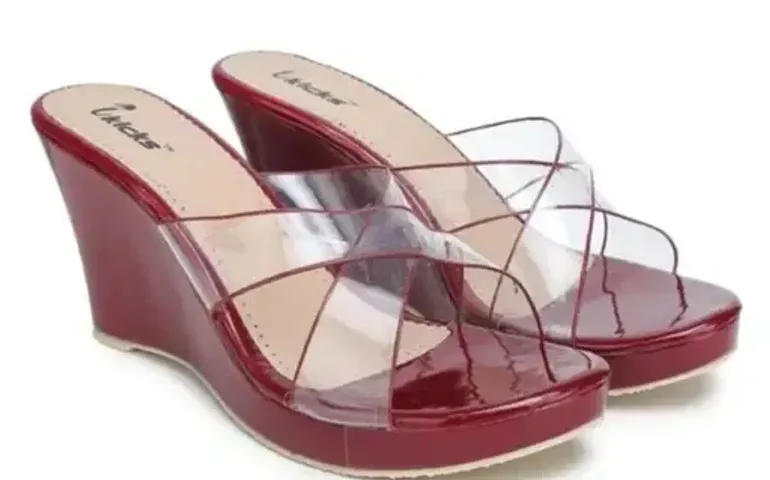 Stylish Maroon Synthetic Leather Heels For Women