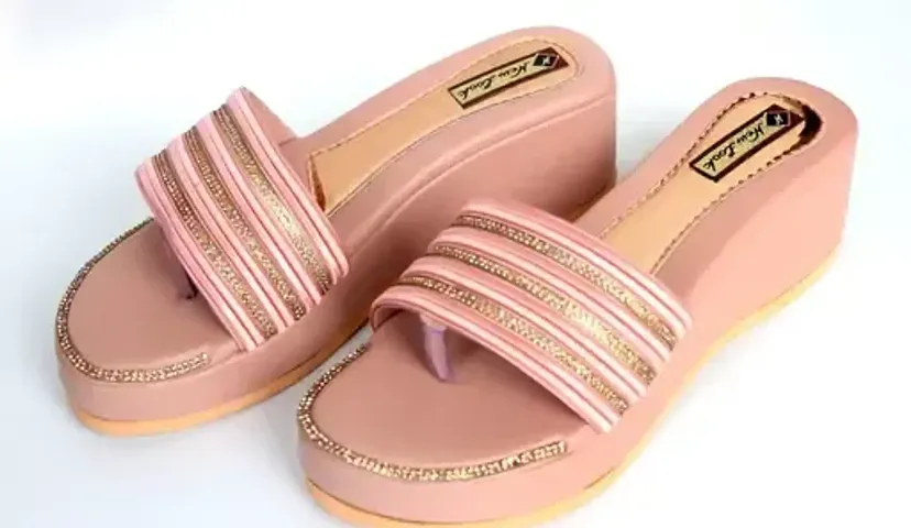 Stylish Pink Synthetic Leather Heels For Women