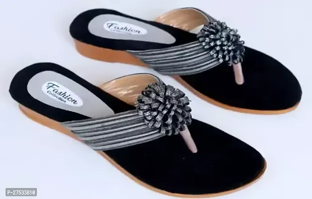 Elegant Synthetic Leather Self Design Sandals For Women And Girls