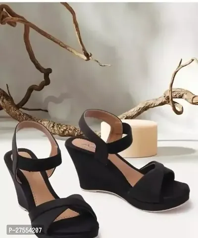 Stylish Black Synthetic Leather Heels For Women-thumb0