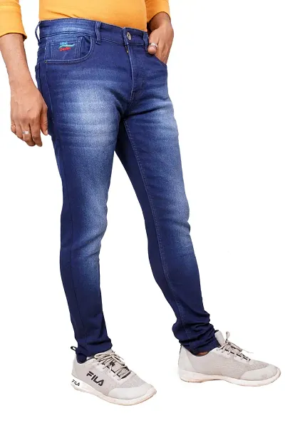Stylish Cotton Blend High-Rise Jeans For Men