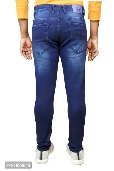 Men Slim Regular Skinny Fit Mid Rise Blue Jeans-thumb2