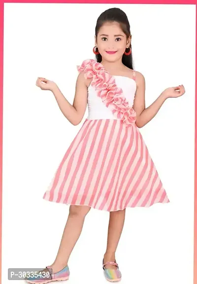 Fabulous Net Peach Embellished Frock For Girl