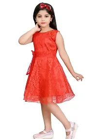 Fabulous Net Red Embellished Frock For Girl-thumb1