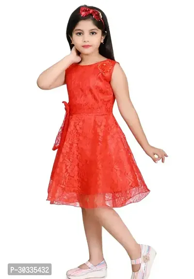 Fabulous Net Red Embellished Frock For Girl-thumb2