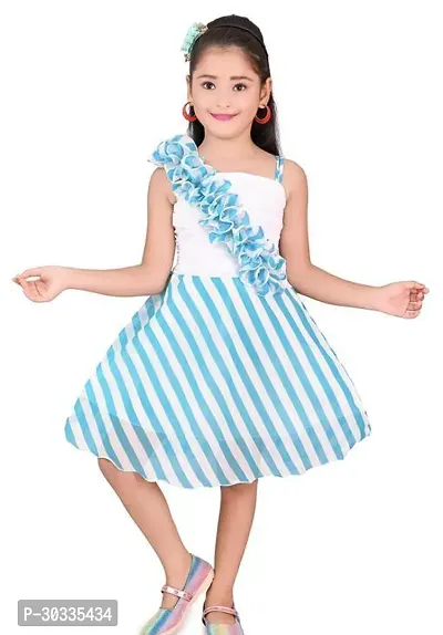 Fabulous Net Blue Embellished Frock For Girl