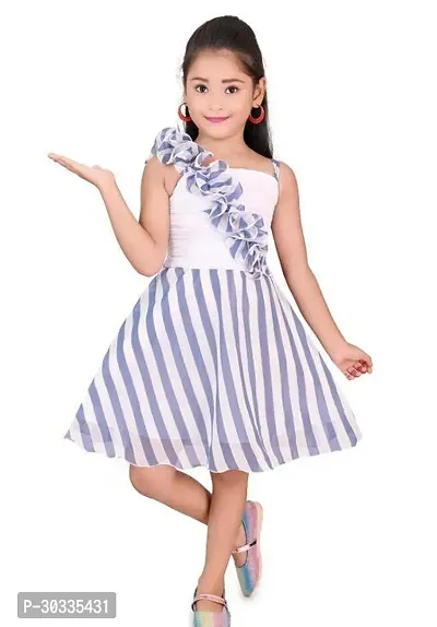 Fabulous Net Blue Embellished Frock For Girl-thumb0