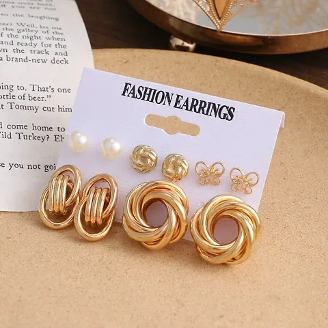 Fashow Collection Trendy Earring Combo Card of Unique Studs 5 Pairs