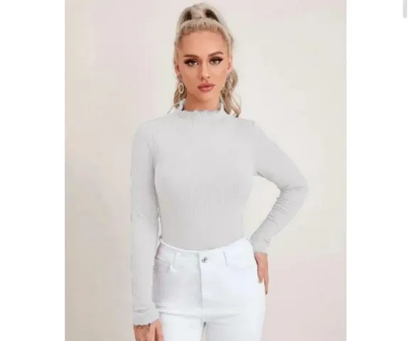 Fancy Off Lycra Solid Top For Women