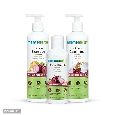 Mamaearth Anti Hair Fall Spa Range Hair Care Set: Onion Shampoo 250 Ml , Onion Conditioner 250 Ml and Onion Hair Oil 150 Ml-thumb0