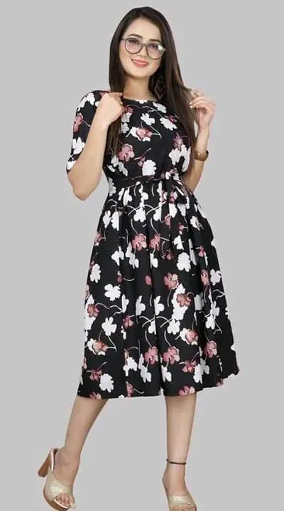 Trendy Crepe Floral Print Dress