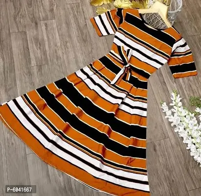 Multicoloured Crepe Dress for Women-thumb0