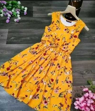 Trendy Floral Printed Crepe Dress