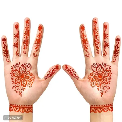 Komstec Vibrant Multicolor Mehndi Tattoo for Women Exquisite Hand Designs for Stylish Elegance Colorful Mehndi Design 1 Pair Both Hand-thumb4