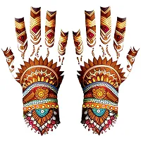 Komstec Vibrant Multicolor Mehndi Tattoo for Women Exquisite Hand Designs for Stylish Elegance Colorful Mehndi Design 1 Pair Both Hand-thumb1