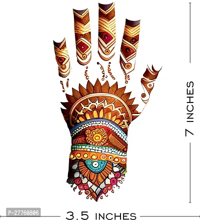 Komstec Vibrant Multicolor Mehndi Tattoo for Women Exquisite Hand Designs for Stylish Elegance Colorful Mehndi Design 1 Pair Both Hand-thumb3