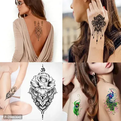 Komstec Queen With Rose And Feather Tattoo Sticker For Male And Female Tattoo-thumb2