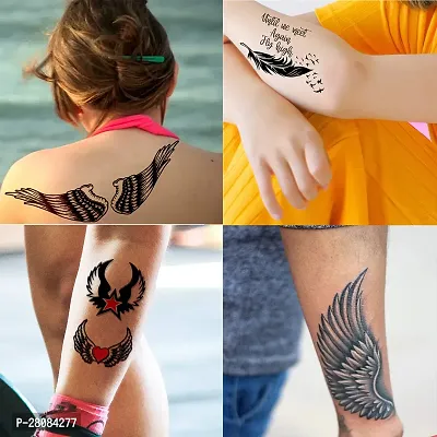 Komstec Love Tribal Wings Heart Como Tattoo Sticker For Male And Female Tattoo