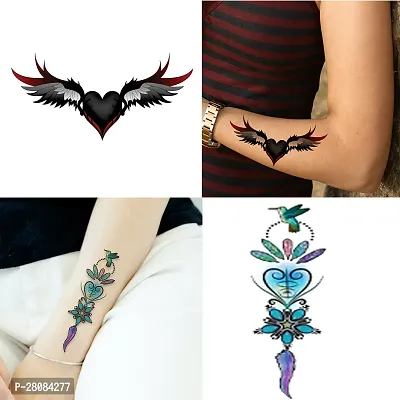 Komstec Love Tribal Wings Heart Como Tattoo Sticker For Male And Female Tattoo-thumb4