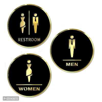 New Black Gold Finish Acrylic Restroom , Women and Men Sign Easy To Tape Signage For Hotel Office Resort Society Corporate Business Hospital-thumb0