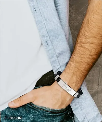 Heart Beat Gift Shopee Men's Bracelet with Name Engraved-thumb2