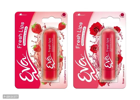 Eva Fresh Lips 4.5Gm Strawberry And Rose Combo Moisturizing Lip Balm Pack of 2