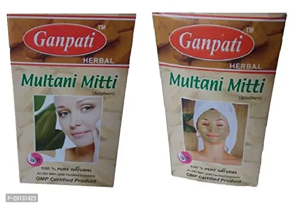 Ganpati Multani Mitti Powder Herbal Extract For Face 200Gm Each Pack Of 2-thumb0