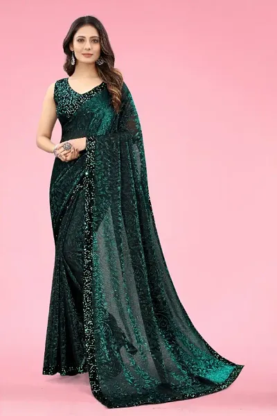 Stylish Blend Zari Woven Saree With Blouse Piece For Women