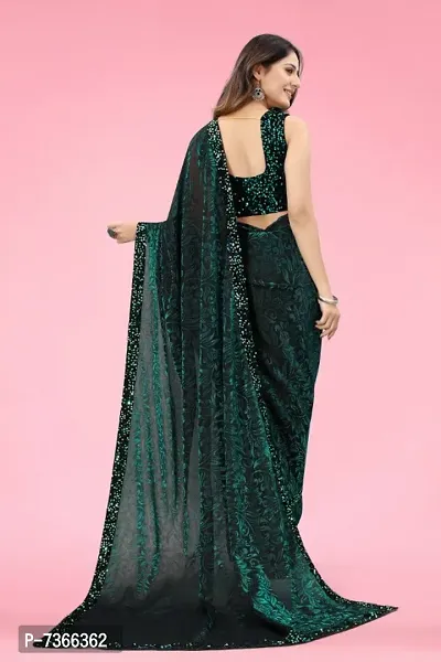 Beautiful Lycra Party Wear Saree with Blouse piece-thumb5