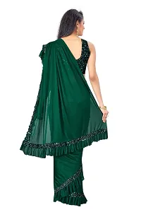 Attractive  Green Party Wear  Lycra Saree-thumb2