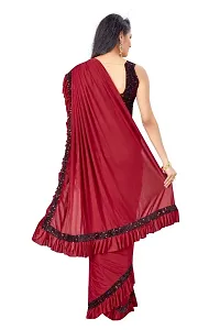 Attractive  Red Party Wear  Lycra Saree-thumb2