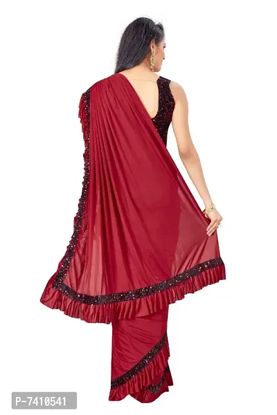 Attractive  Red Party Wear  Lycra Saree-thumb3