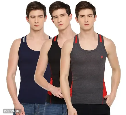 Stylish Solid Combed Cotton Racerback Styled Gym Vest Pack Of 3