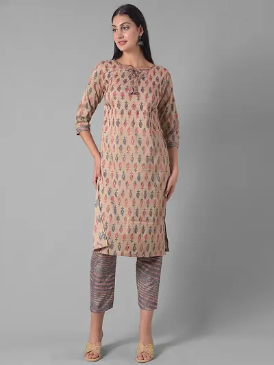 Stylish Cotton Blend Self Pattern Kurta Bottom Set