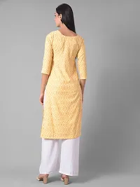 Stylish Yellow Cotton Blend Self Pattern Stitched Kurta For Women-thumb2