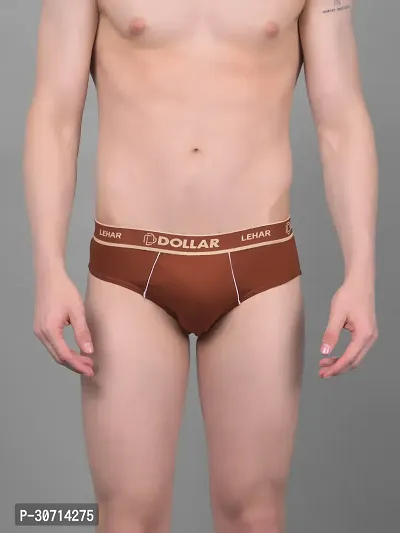 Super Combed Cotton Solid Brown Briefs For Men-thumb0