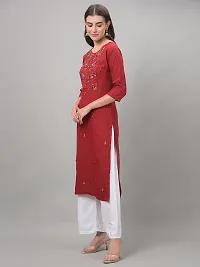 Stylish Red Rayon Self Pattern Stitched Kurta For Women-thumb1