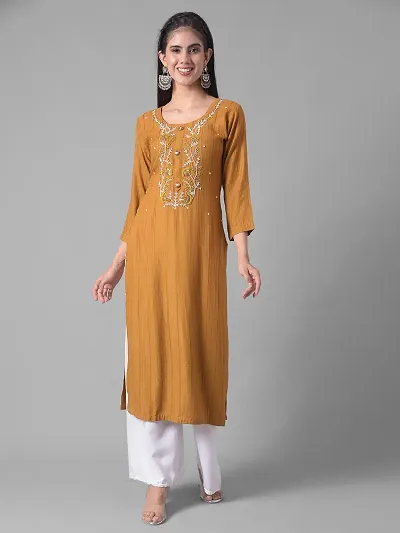 Stylish Cotton Blend Self Pattern A-Line Kurta