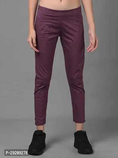 Stylish Brown Cotton Blend Solid Mid-Rise Capris For Women