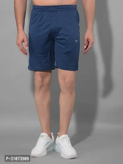 Stylish Blue Polyester Solid Sports Shorts For Men-thumb0