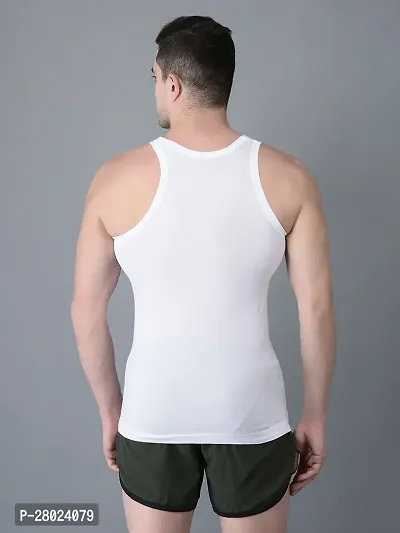 Stylish White Cotton Solid Vests For Men- Pack Of 2-thumb2