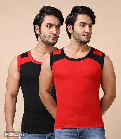 Stylish Cotton Solid Vests For Men- Pack Of 2-thumb0