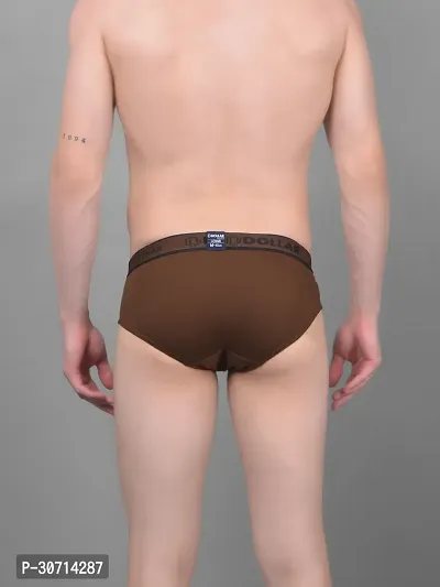 Super Combed Cotton Solid Brown Briefs For Men-thumb2