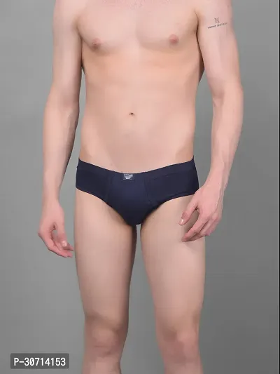 Super Combed Cotton Solid Navy Blue Briefs For Men-thumb0